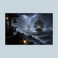 The Horned Queen: “The Ships in the Storm” Dark Fantasy Poster