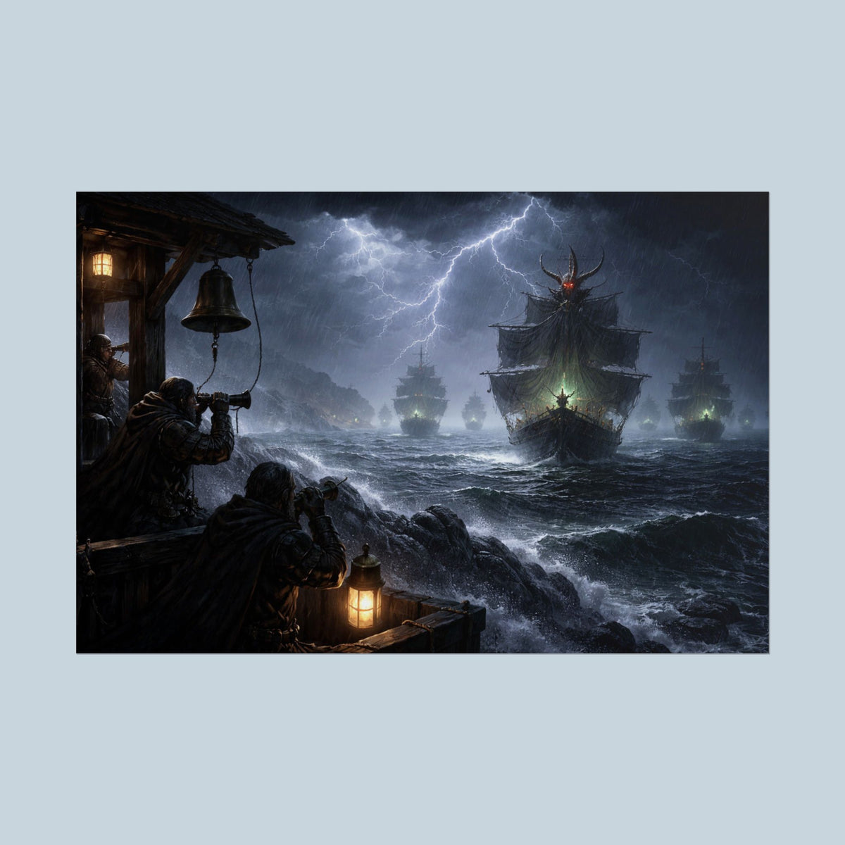 The Horned Queen: “The Ships in the Storm” Dark Fantasy Poster