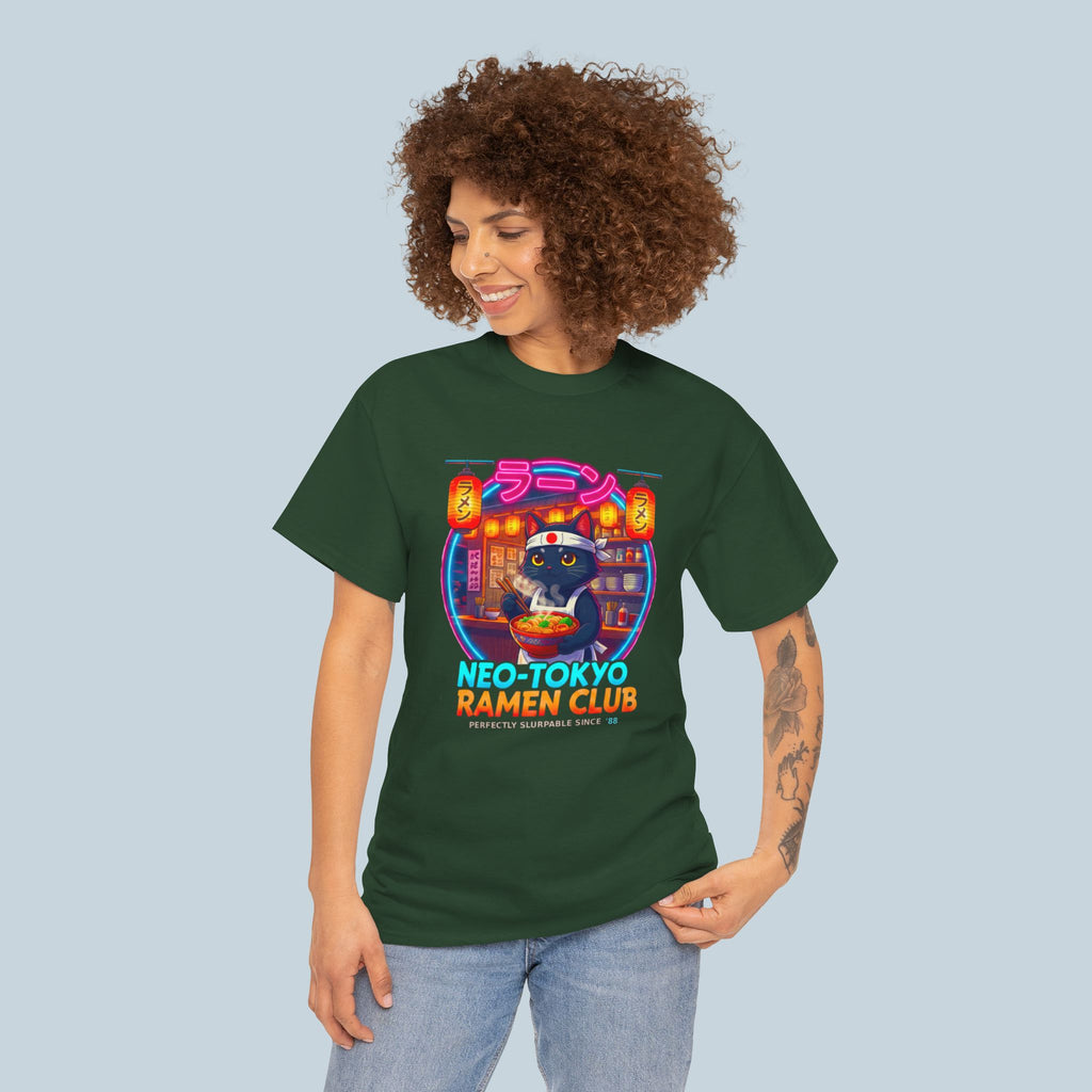 Neo Tokyo Ramen Club Anime Cat T Shirt Neon Japanese Streetwear Ramen Lover Graphic Tee