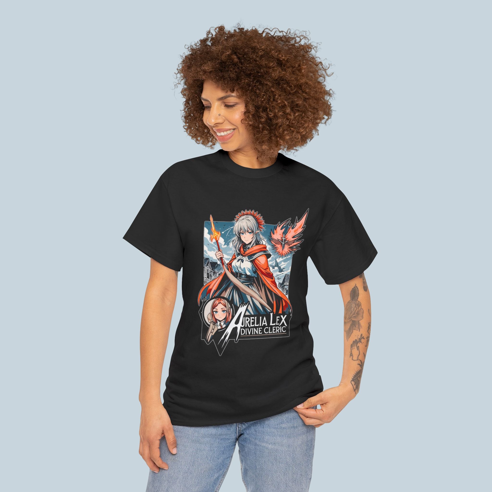 Anime Divine Cleric T Shirt Aurelia Lex Celestial Warrior Fantasy Streetwear Gift