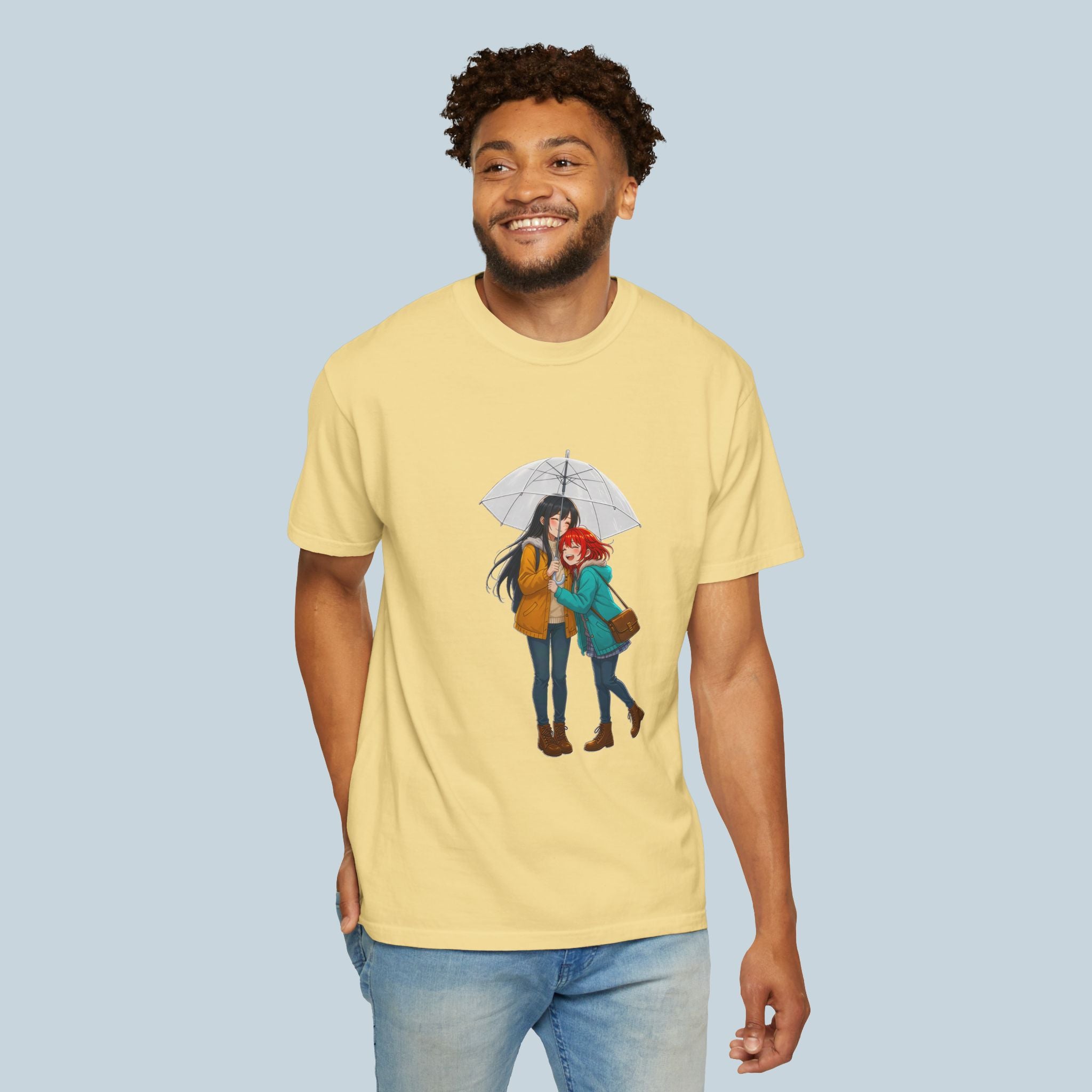 Anime Rainy Day T-Shirt Comfort Colors Soft Tee Cute Couple Gift for Anime Fans