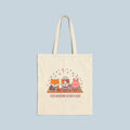 Kawaii Picnic Cute Characters Cotton Canvas Tote — Cat, Cake Friend & Bunny Design
