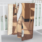 Anime Boba Girls Sherpa Blanket Cozy Soft Throw for Bedroom or Anime Lover Gift