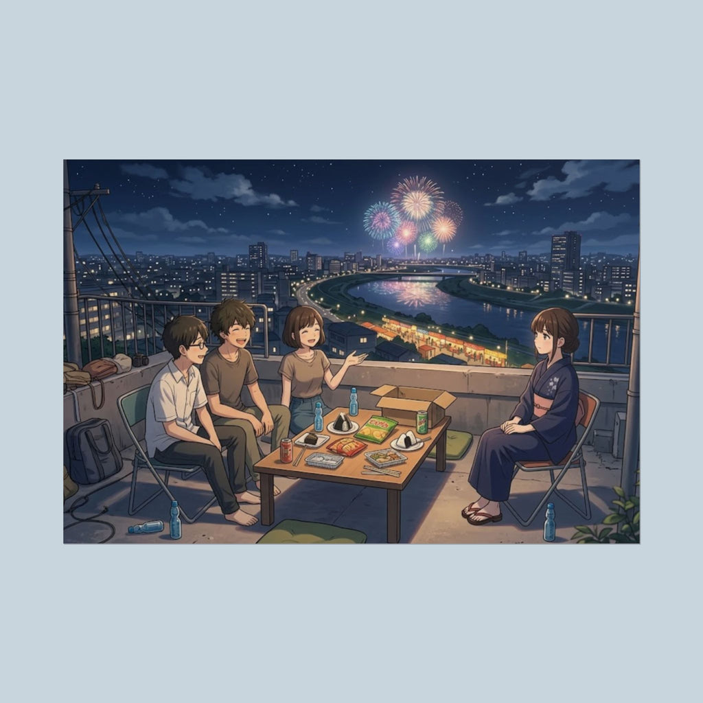Fireworks From the Rooftop Anime Slice of Life Poster