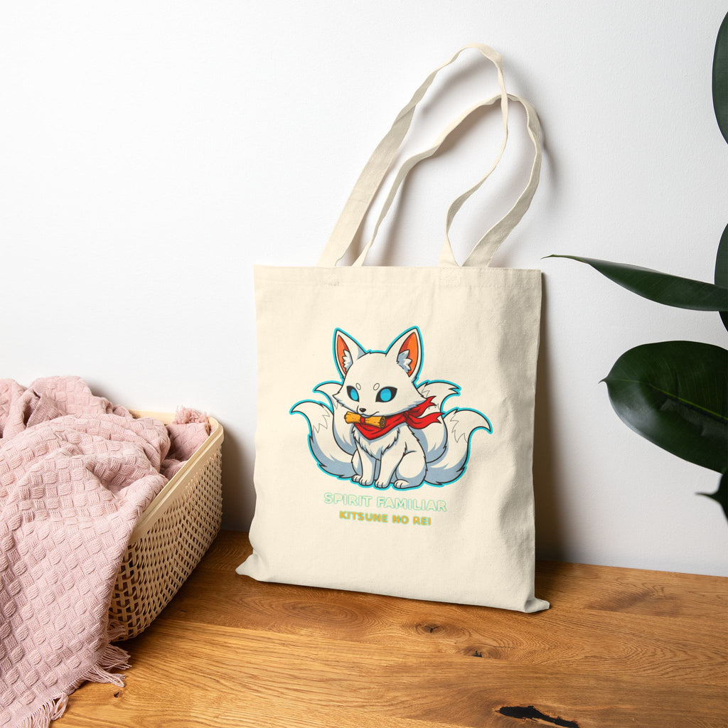 Kitsune Spirit Familiar Anime Tote Bag Cute Fox Yokai Japanese Myth Reusable Shopping Bag Anime Gift