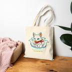 Kitsune Spirit Familiar Anime Tote Bag Cute Fox Yokai Japanese Myth Reusable Shopping Bag Anime Gift