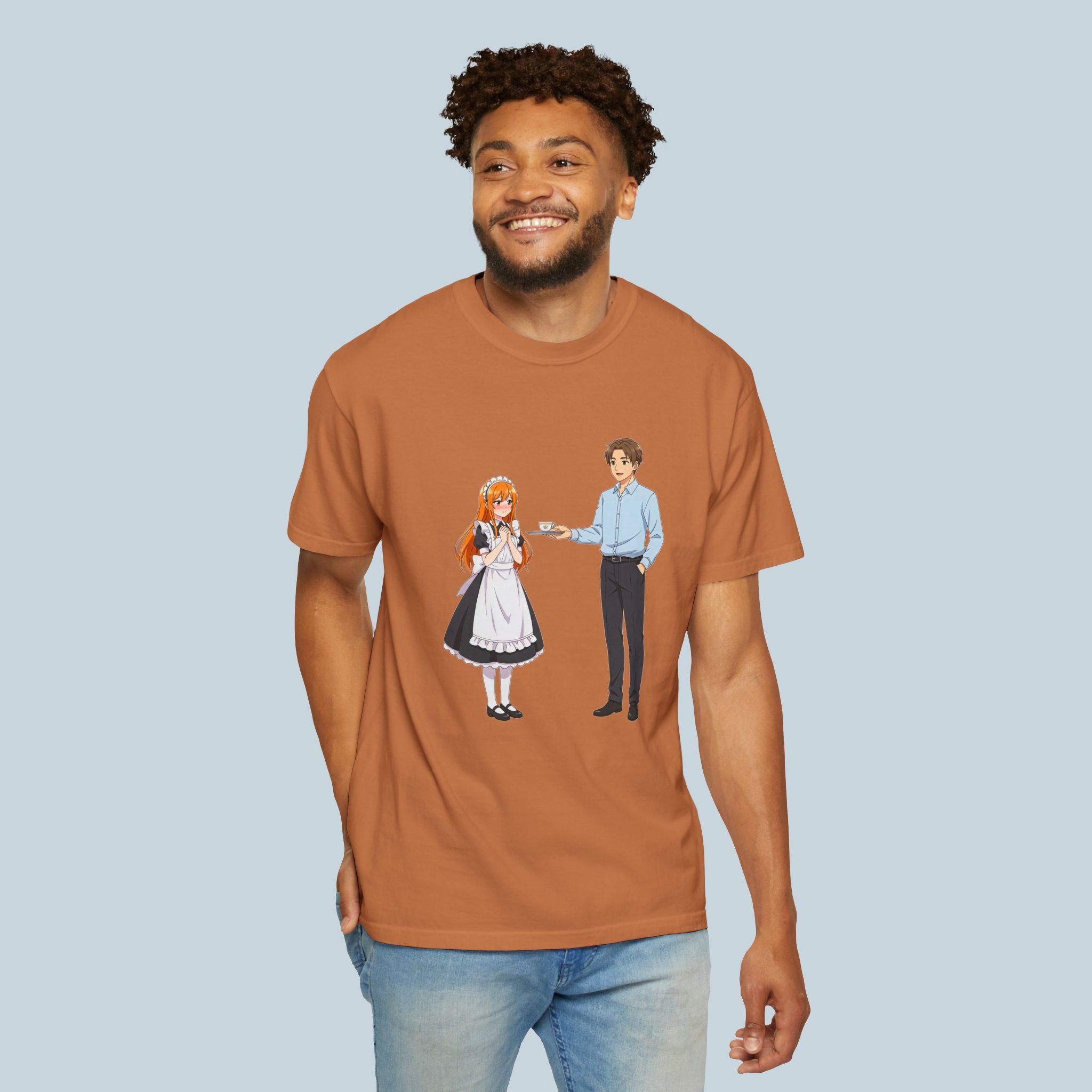 Anime Maid Café T-Shirt Comfort Colors 1717 Vintage Waitress Design Japanese Server Cute Otaku Streetwear