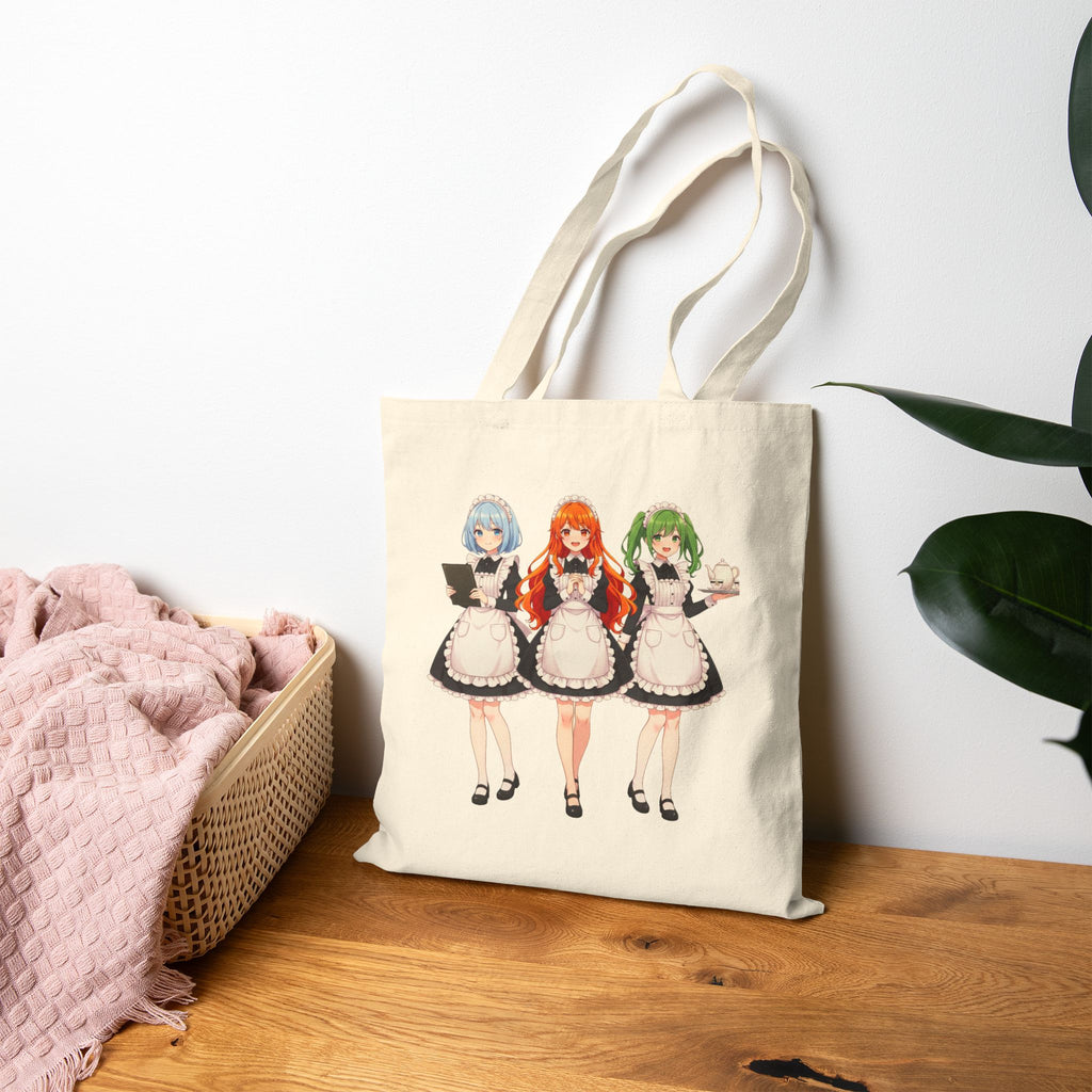 Anime Maid Girl Tote Bag Cute Japanese Waitress Design Funny Otaku Gift for Anime Fans and Conventions