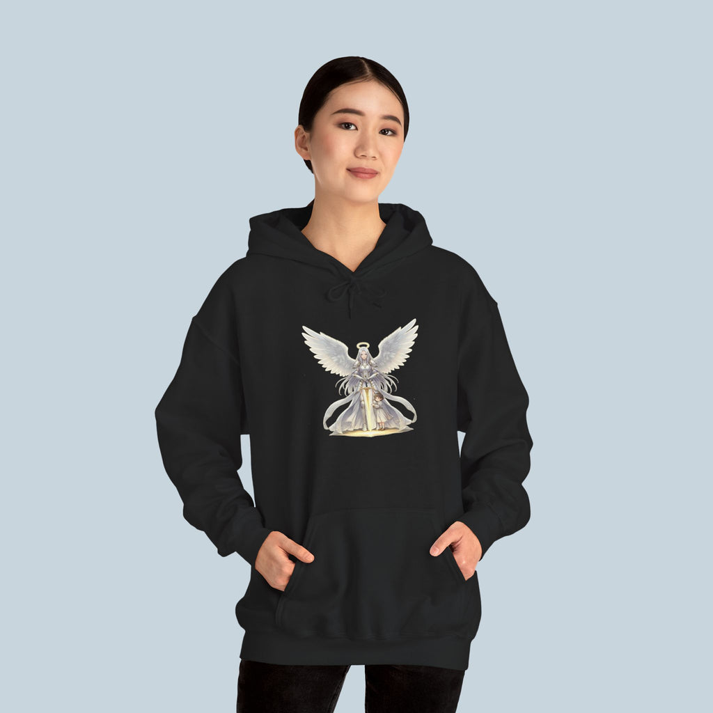 Angelic Anime Hoodie Neon Glow Streetwear Techwear Aesthetic for Fans of Celestial Fantasy