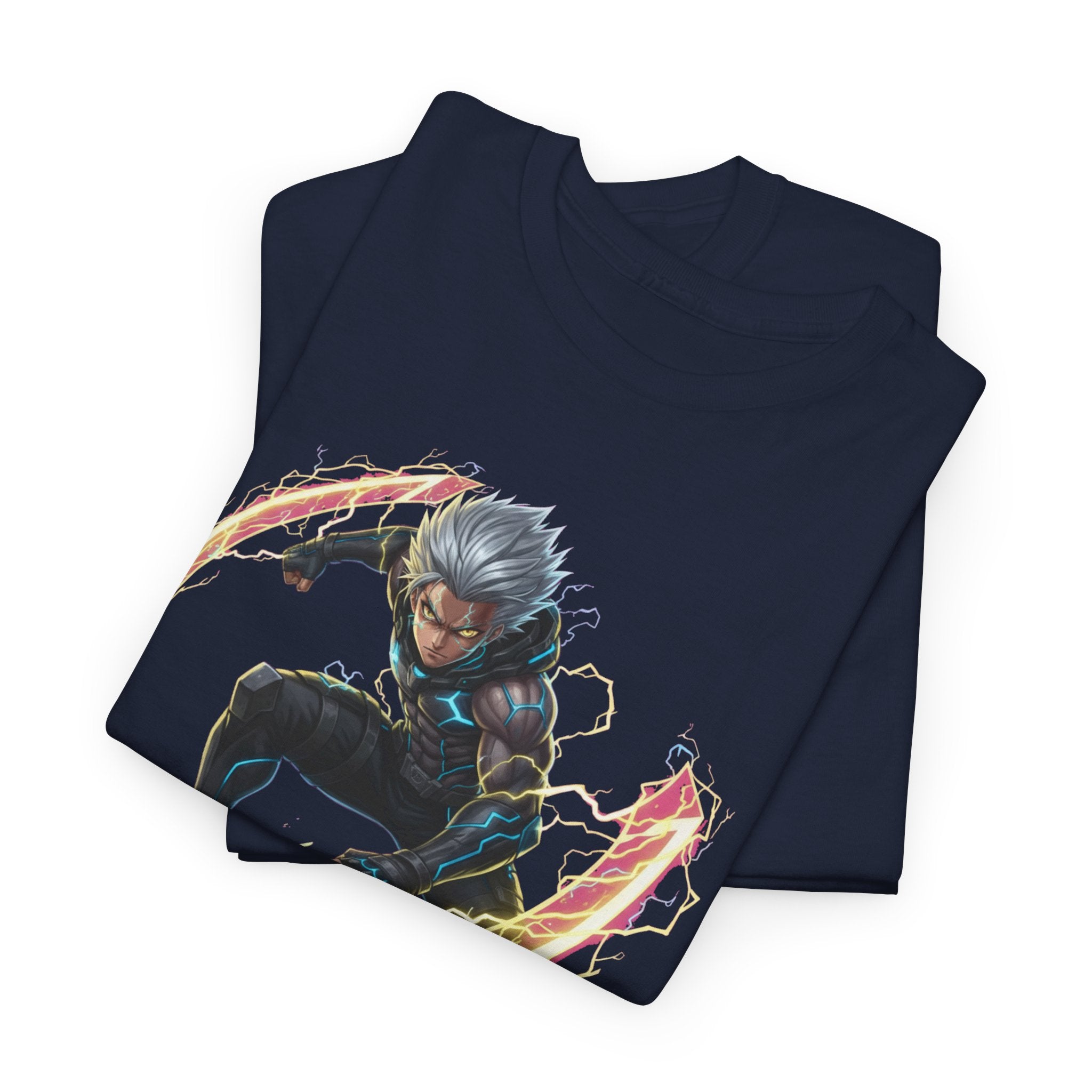 Rion Tempest T-Shirt Anime Lightning Warrior Electric Power Tee Hero Shirt for Gamers and Anime Fans