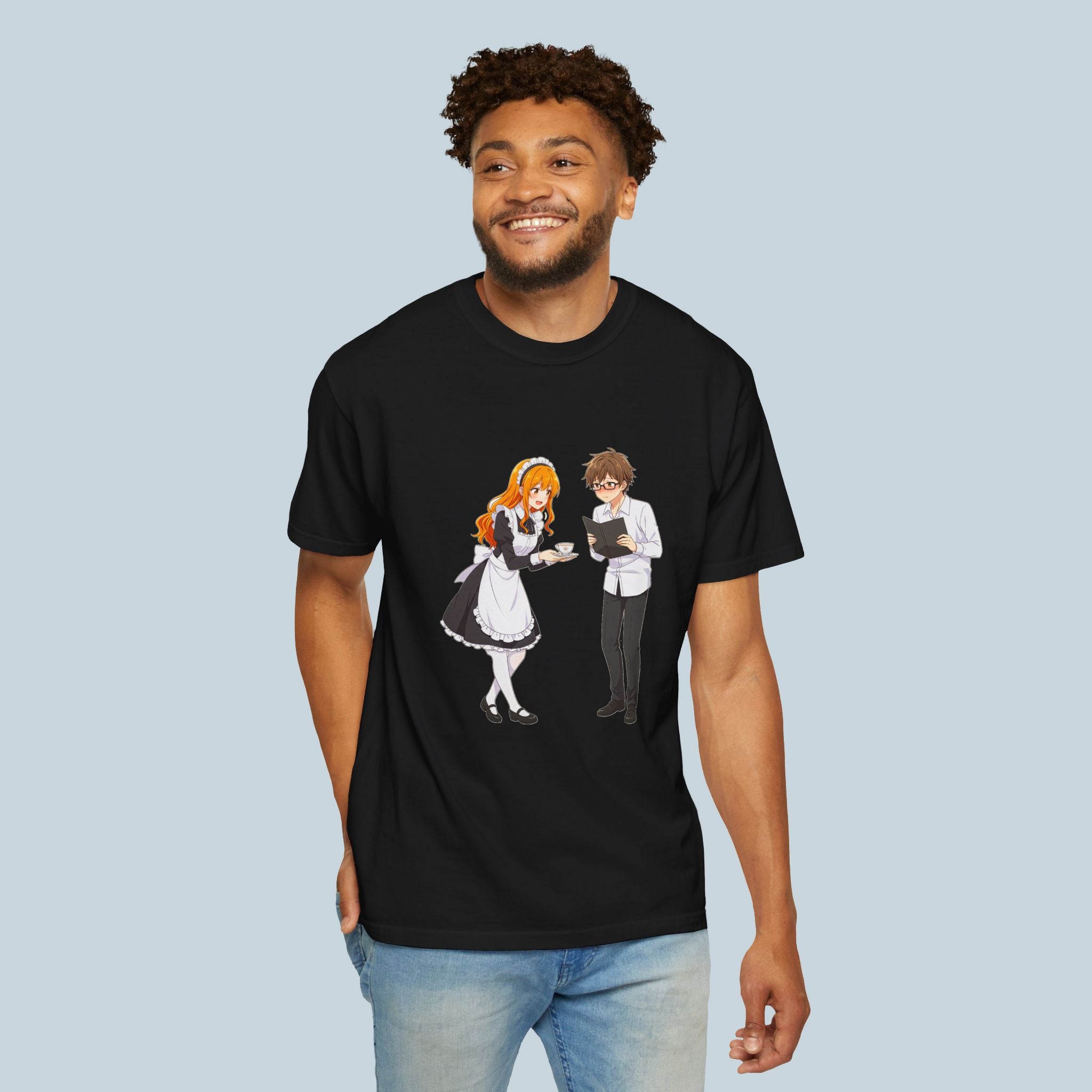 Anime Maid Cafe T-Shirt Cute Waitress and Barista Tee for Otaku Fans