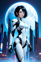 Cyberpunk Anime Girl Sherpa Blanket Futuristic Moon Warrior Soft Warm Gift for Anime Lovers Techwear Bedroom Decor