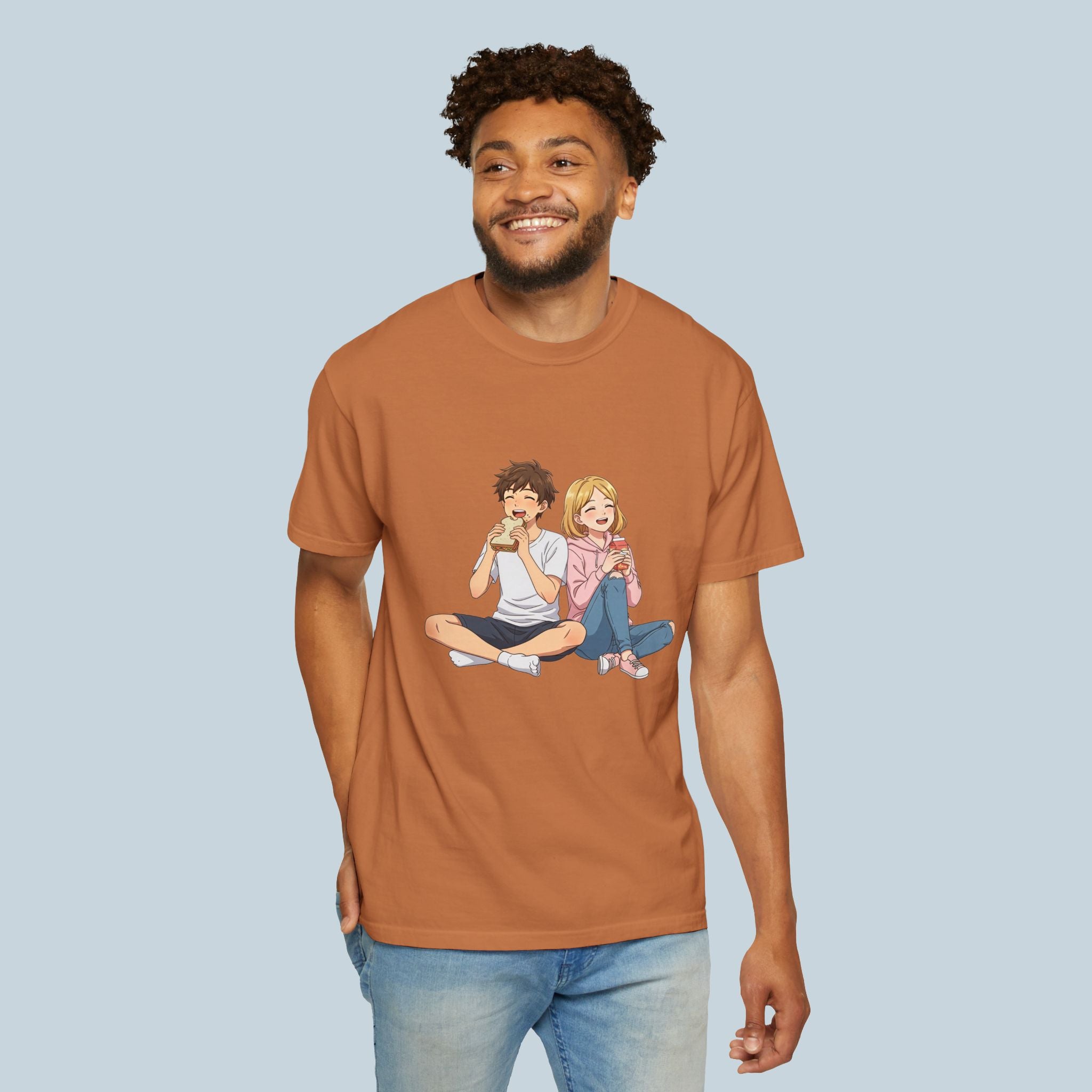 Anime Couple Eating Ramen T-Shirt — Cute Kawaii Date Night Tee