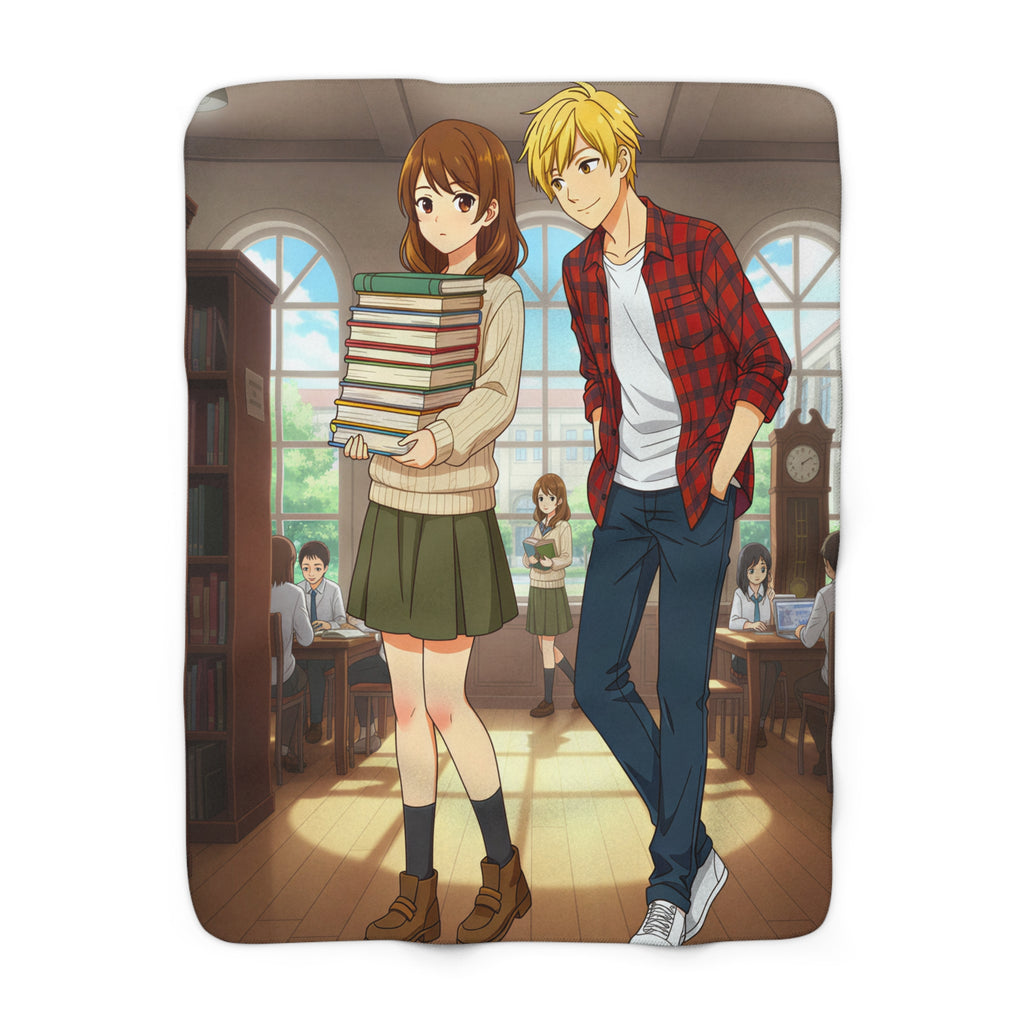 Anime Sherpa Fleece Blanket – Cozy Otaku Couple Scene, Soft Warm Throw for Anime Lovers