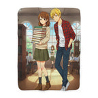 Anime Sherpa Fleece Blanket – Cozy Otaku Couple Scene, Soft Warm Throw for Anime Lovers
