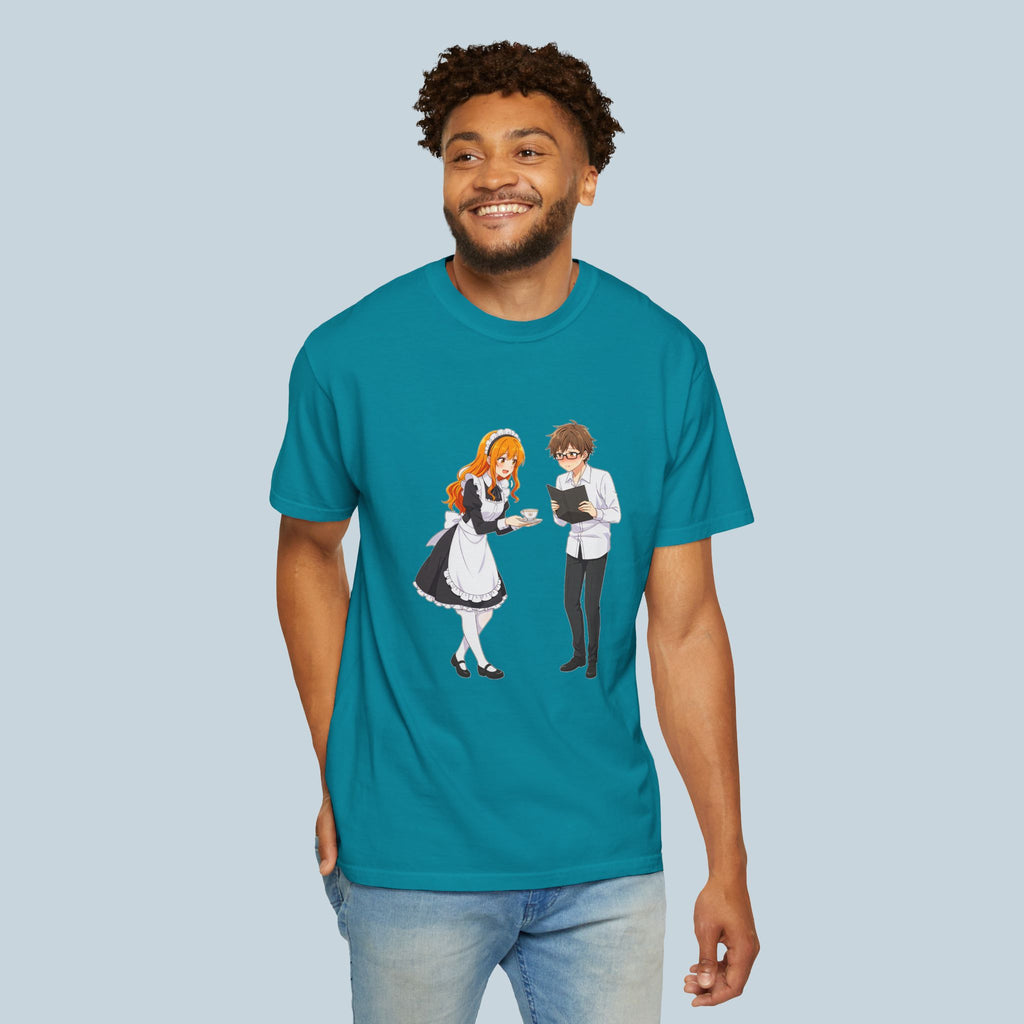 Anime Maid Cafe T-Shirt Cute Waitress and Barista Tee for Otaku Fans