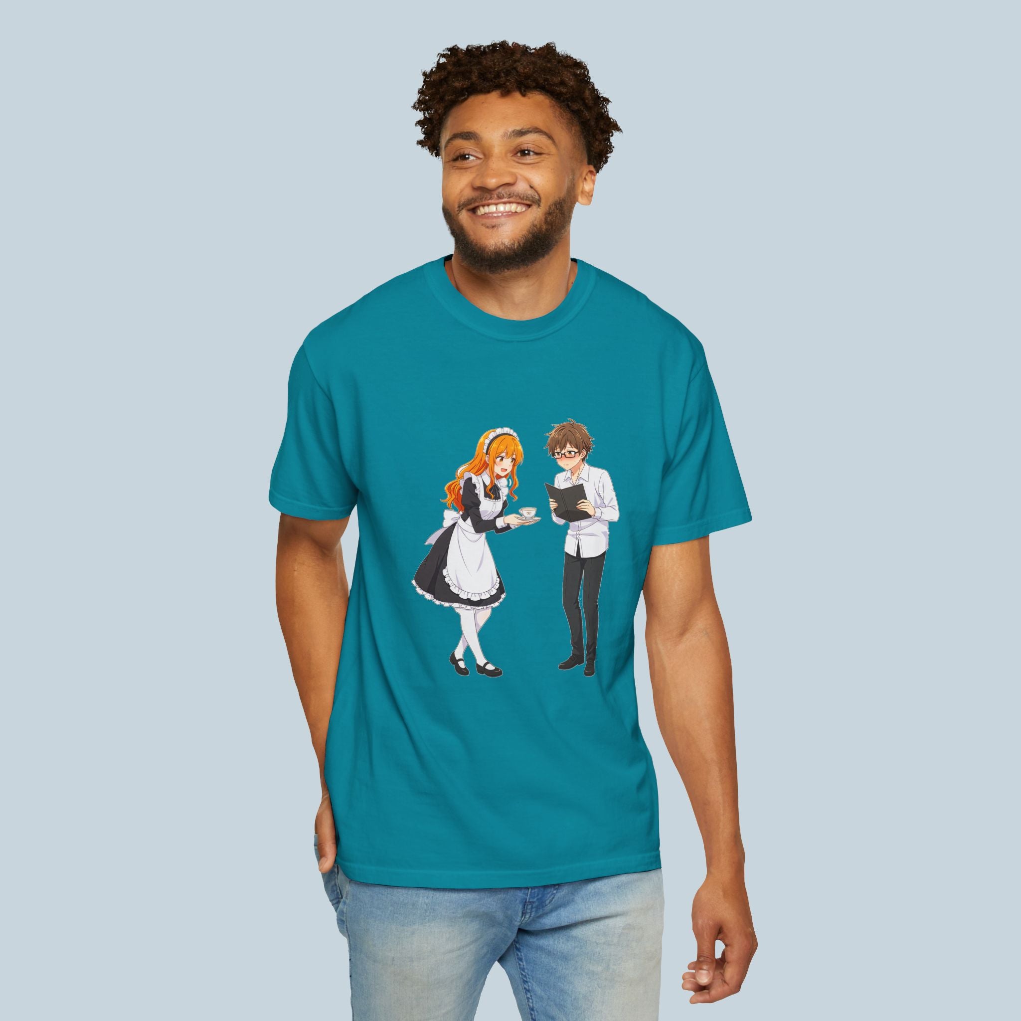 Anime Maid Cafe T-Shirt Cute Waitress and Barista Tee for Otaku Fans