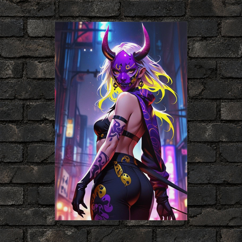 Masked Neon Oni Poster
