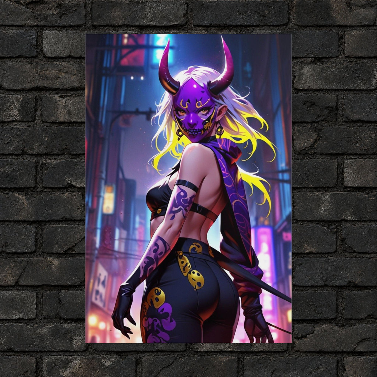Masked Neon Oni Poster