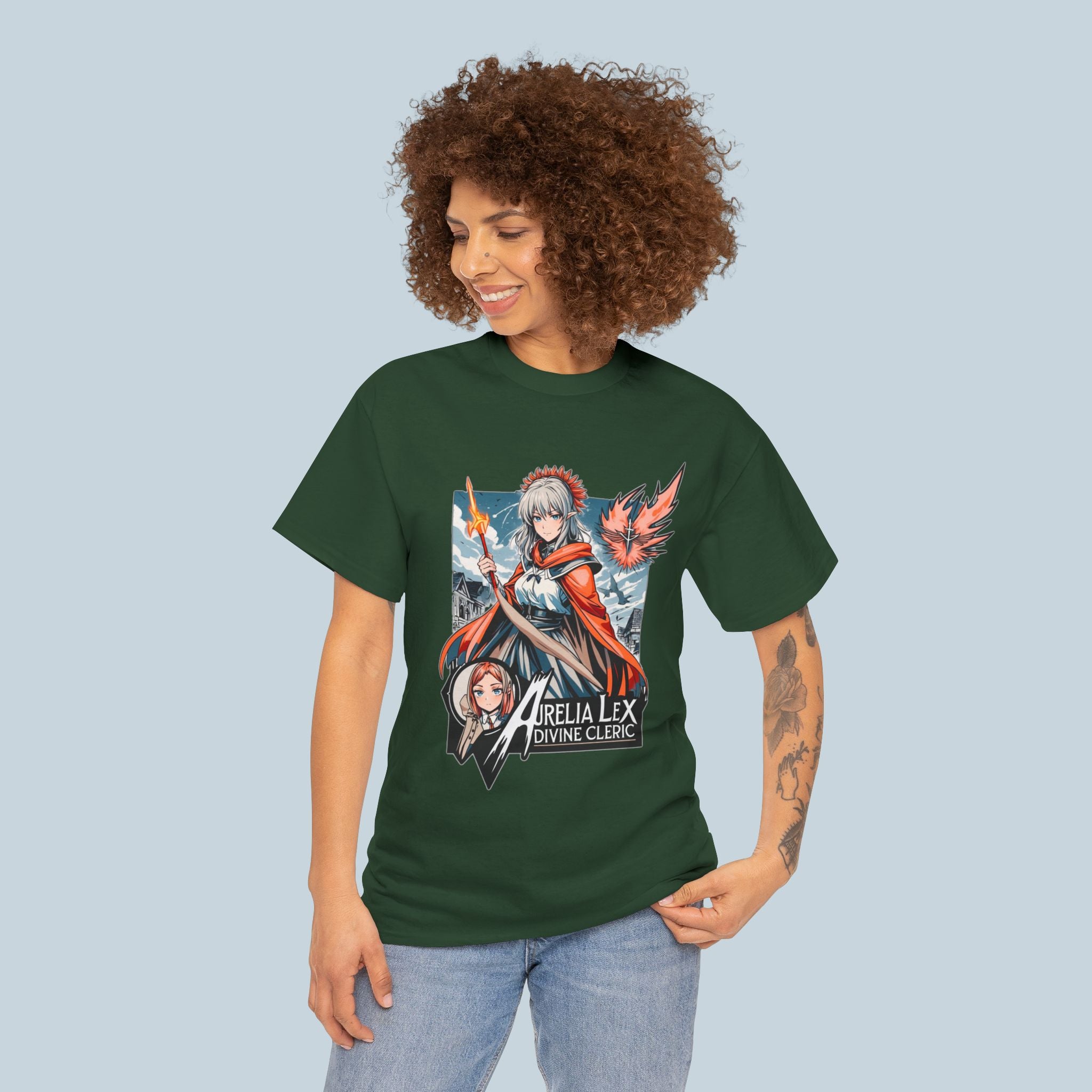 Anime Divine Cleric T Shirt Aurelia Lex Celestial Warrior Fantasy Streetwear Gift