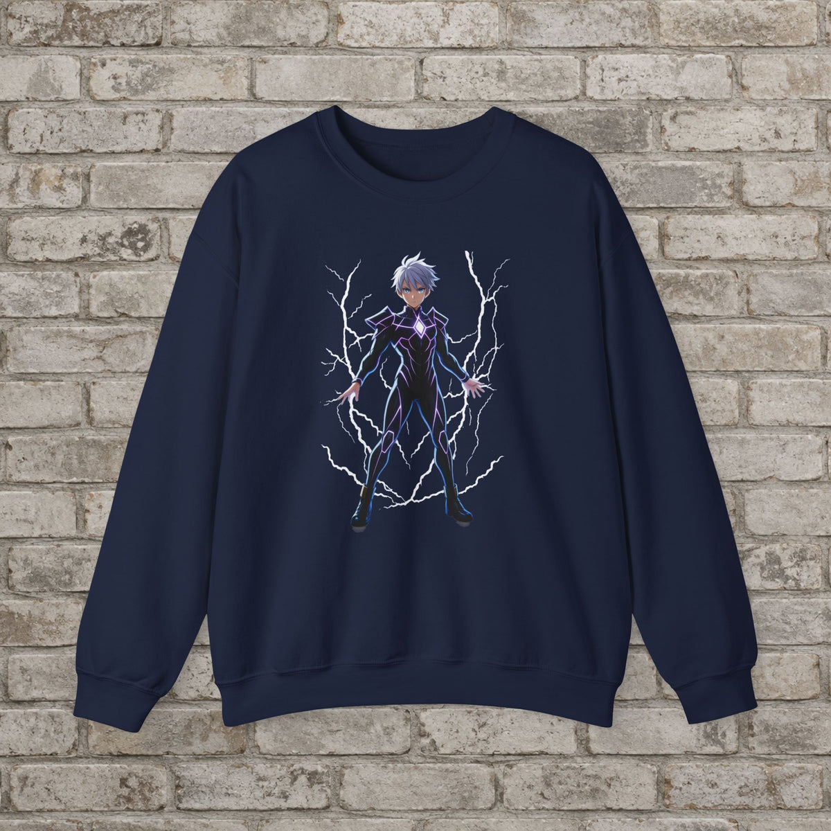Electric Shadow: Anime Superhero Sweatshirt