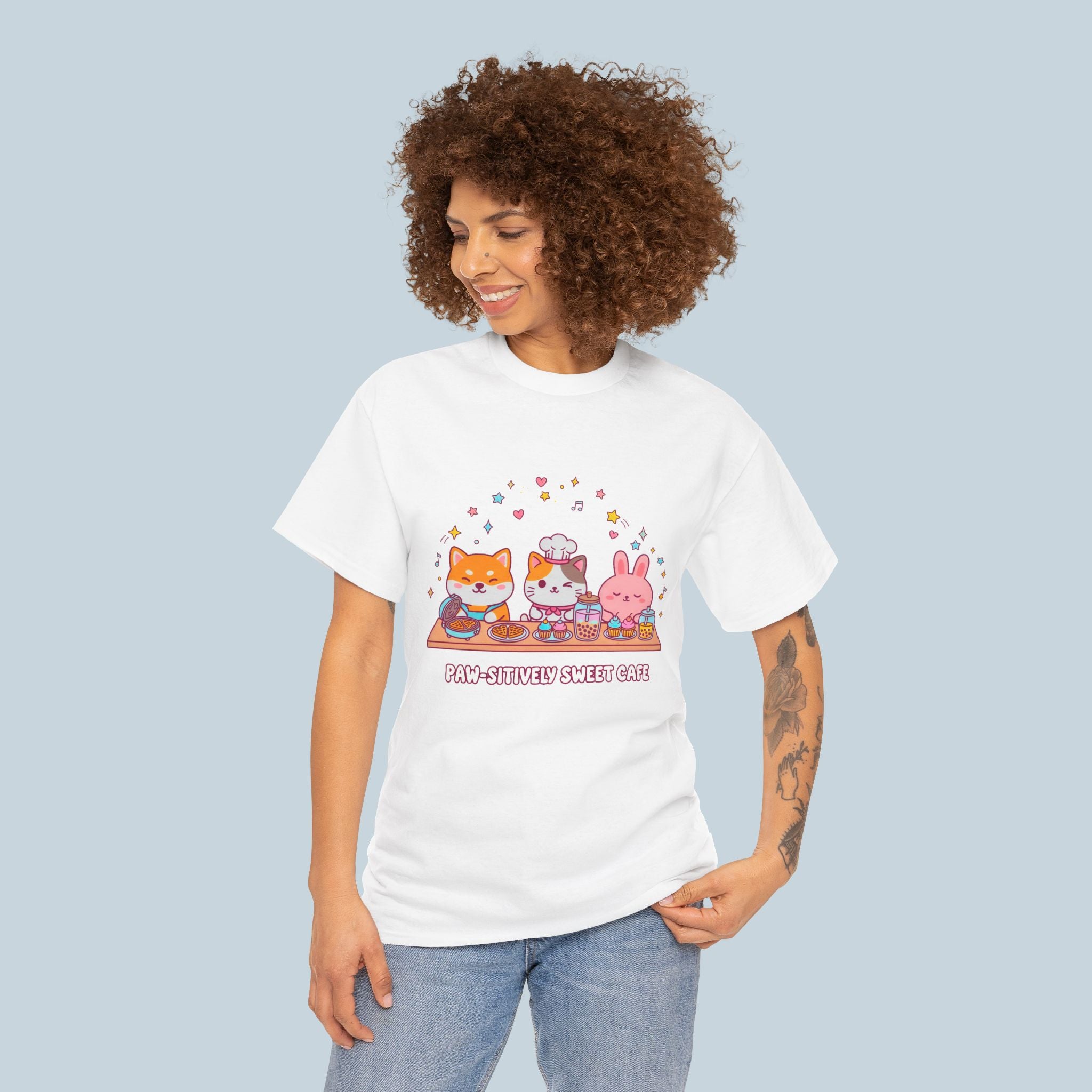 Kawaii Sushi Cats T-Shirt — "Sushi-Birthday Sweet Cafe" Graphic Tee