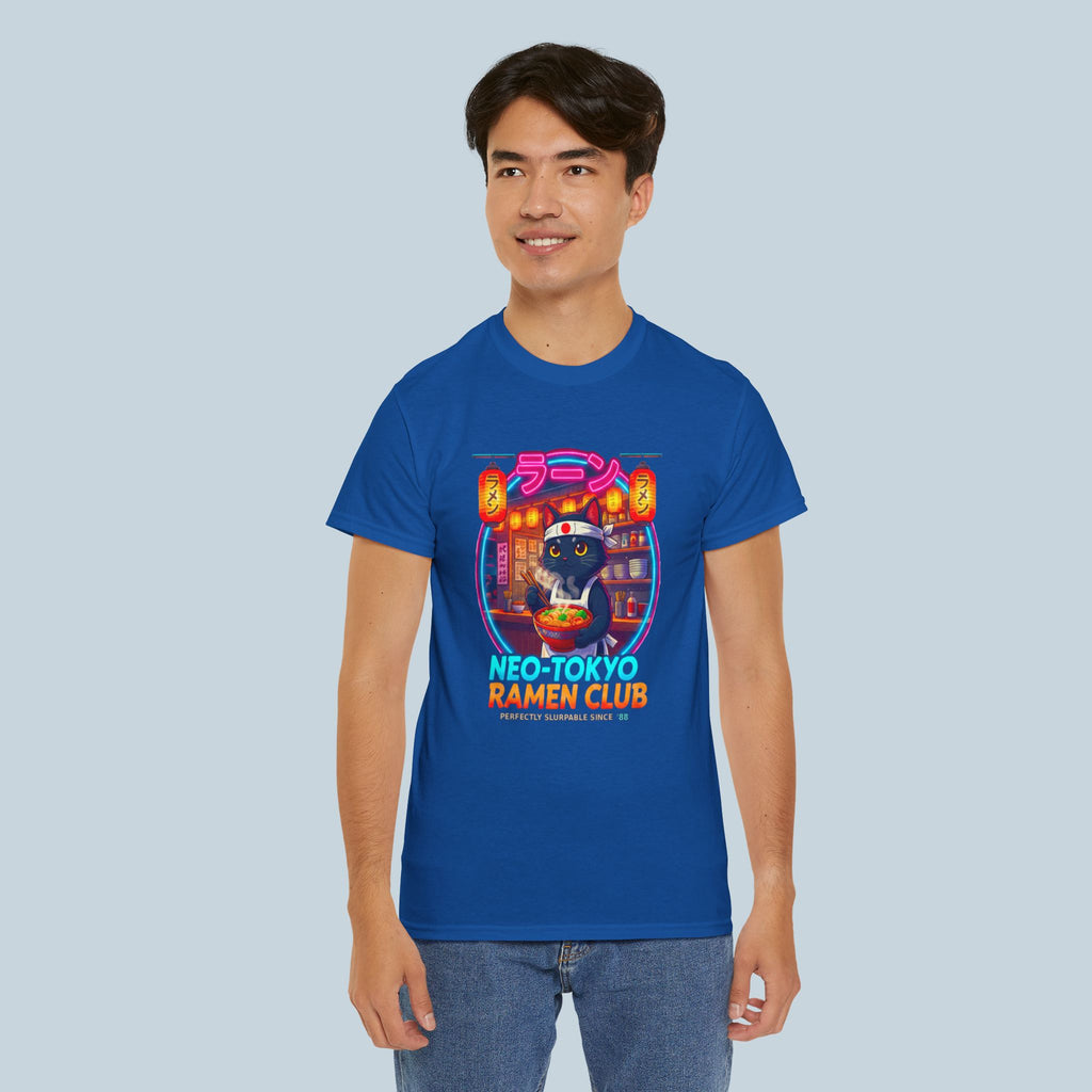 Neo Tokyo Ramen Club Anime Cat T Shirt Neon Japanese Streetwear Ramen Lover Graphic Tee
