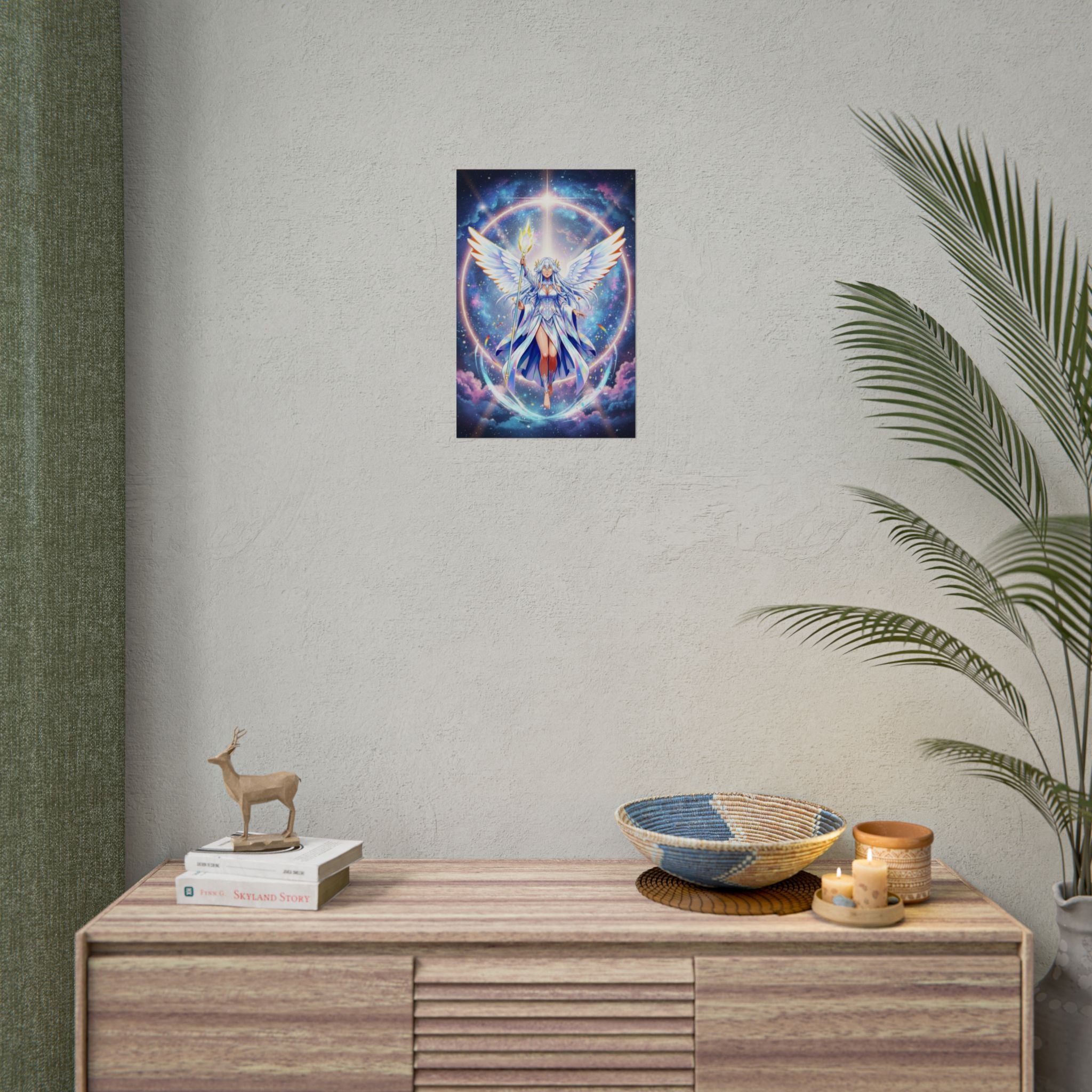 Lyria Solara Celestial Angel | Fantasy Glow Print Poster Gift for Anime Fans and Collectors