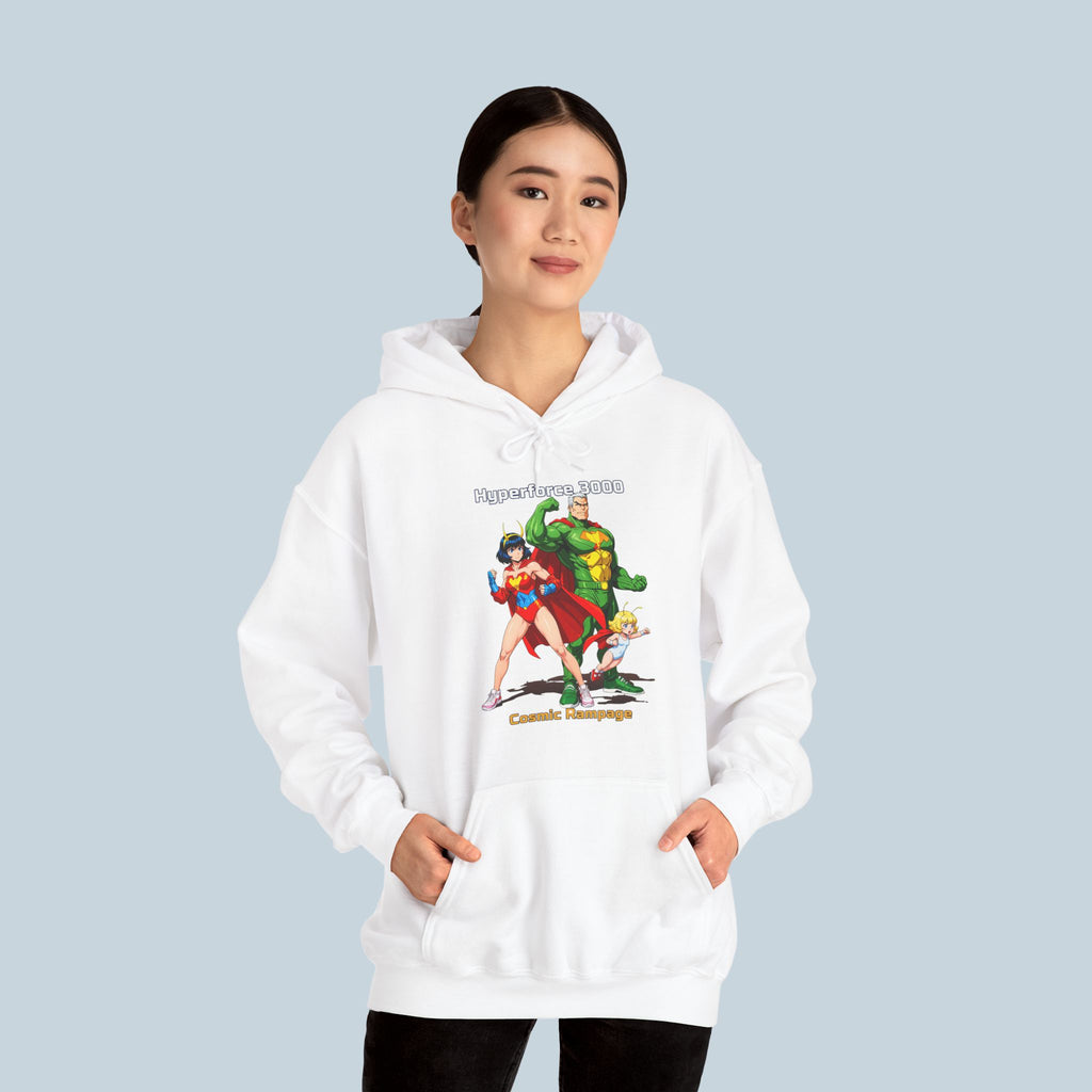 Hyperforce 3000 Hoodie – Retro Anime Hero Hoodie, Cosmic Rampage Design, Epic Gift for Anime Fans & Gamers