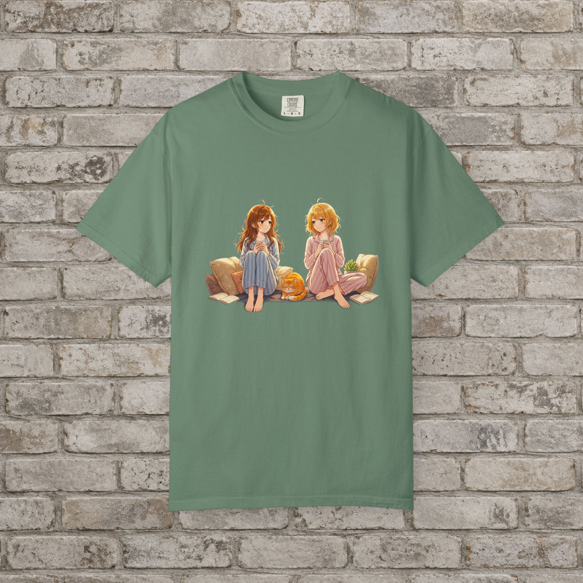 Cozy Anime Girls & Cat T-Shirt
