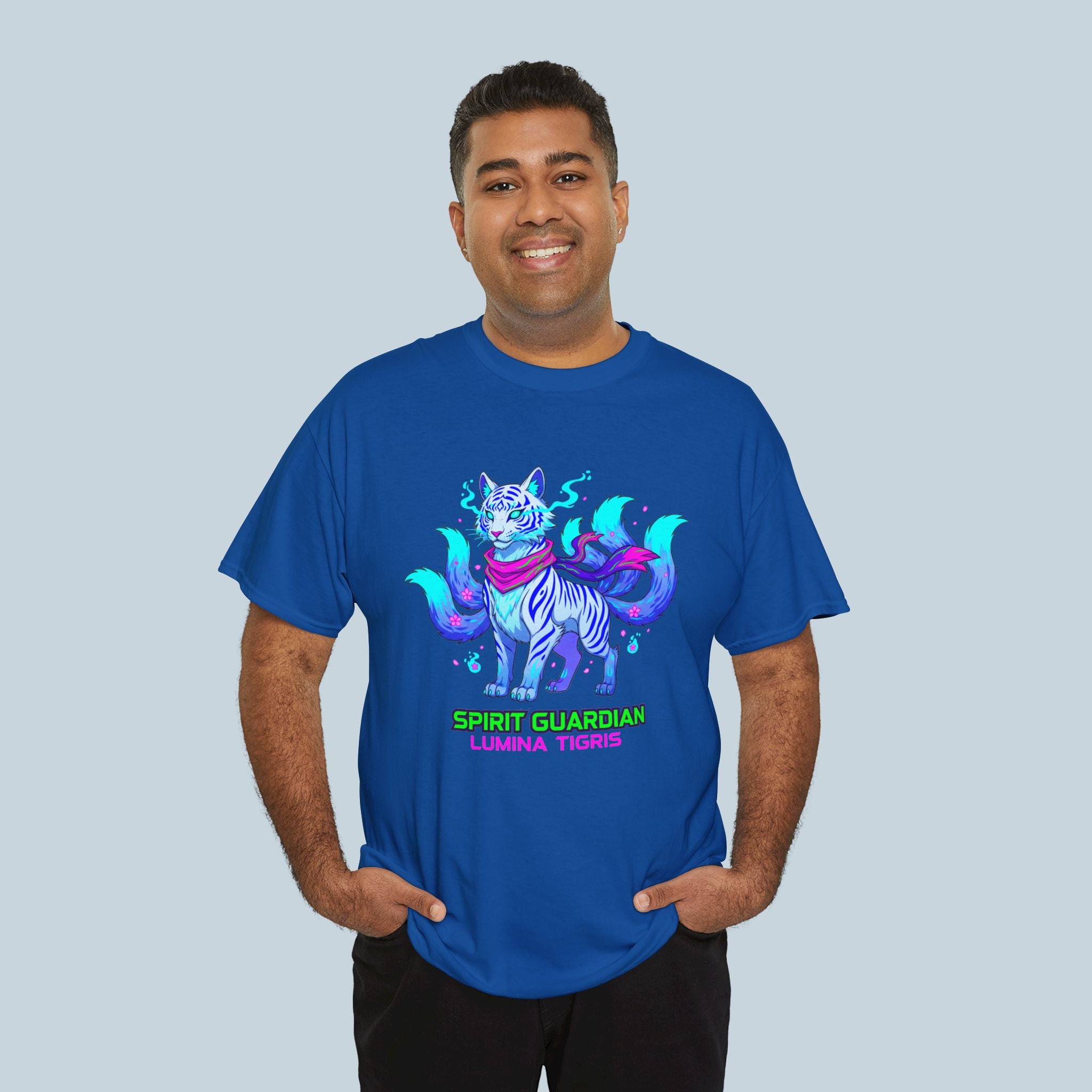 Spirit Guardian Tiger Anime Shirt Neon Fantasy Guardian Animal Tee