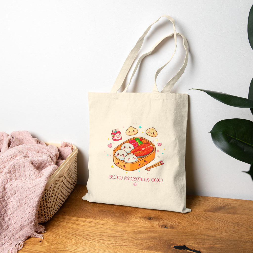 Kawaii Ramen & Dumpling Canvas Tote Bag — Cute Japanese Food Market Grocery Tote