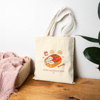 Kawaii Ramen & Dumpling Canvas Tote Bag — Cute Japanese Food Market Grocery Tote