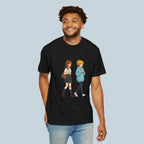 Anime School Friends T-Shirt — Cute Walking Duo Graphic Tee