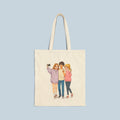 Anime Tote Bag Cute Friends Selfie Design Pastel Aesthetic Reusable Canvas Eco Bag Gift for Anime Lovers