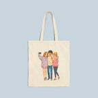Anime Tote Bag Cute Friends Selfie Design Pastel Aesthetic Reusable Canvas Eco Bag Gift for Anime Lovers