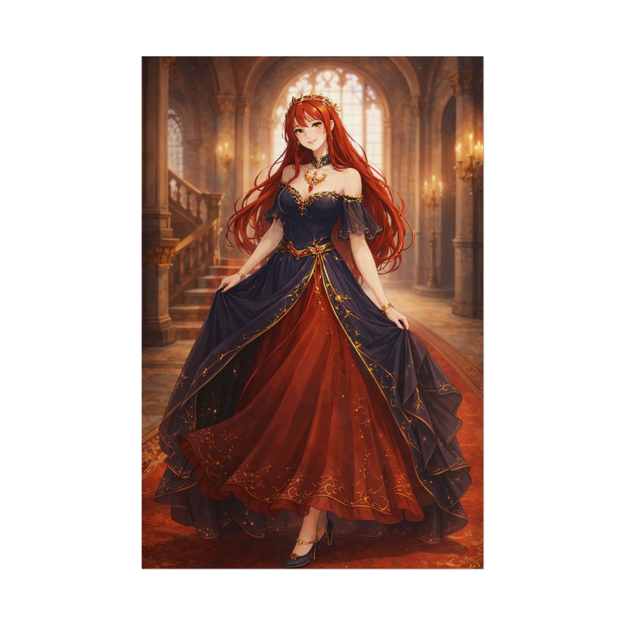Princess Seraphina Poster Elegant Fantasy Anime Wall Art Royal Romance Decor Gift for Anime Lovers and Fantasy Fans