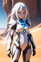 Sci-Fi Anime Girl Blanket Futuristic Fleece Throw Desert Warrior Armor Blue Glow Gift for Gamers and Otaku