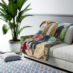 Anime Character Group Sherpa Blanket Cozy Colorful Park Scene Soft Fleece Throw for Anime Fans