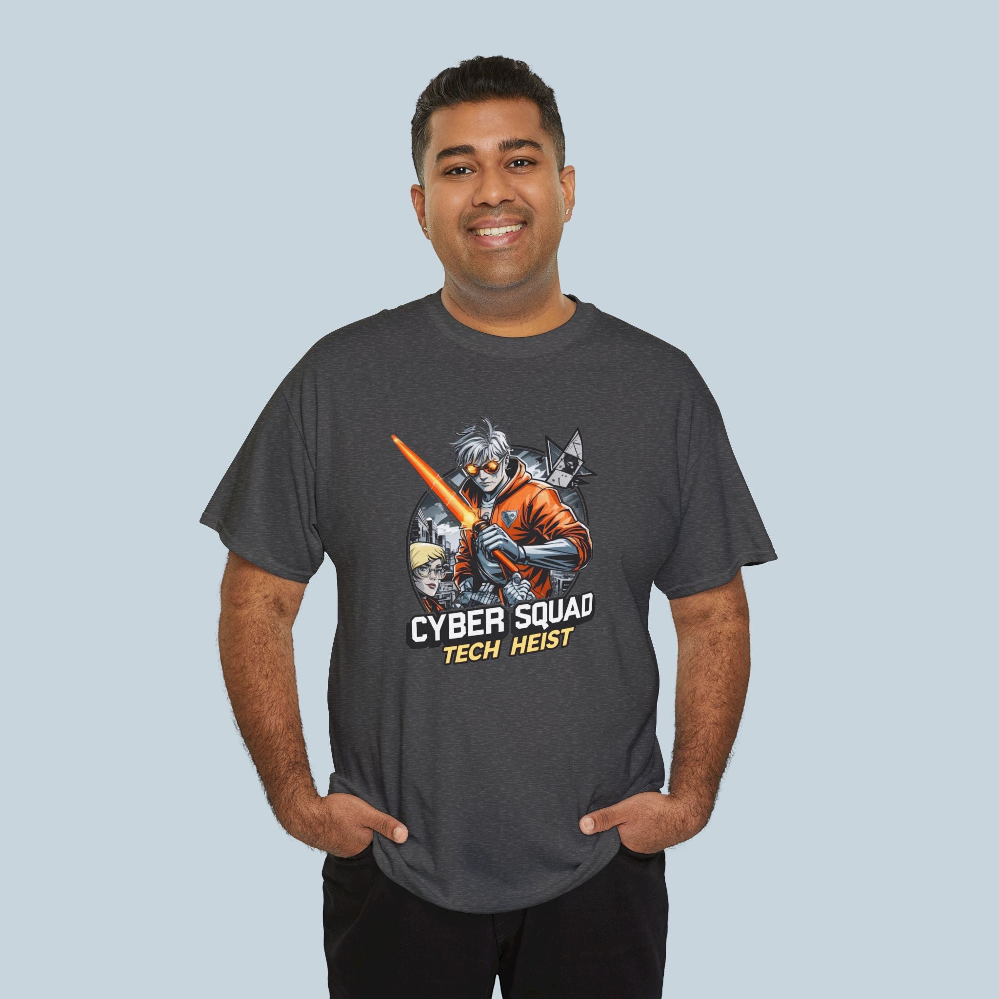 Cyber Squad Anime T Shirt Tech Heist Futuristic Sci Fi Streetwear Tee
