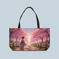 Cherry Blossom Path Weekender Tote — Japanese Kimono Sunset Travel Bag