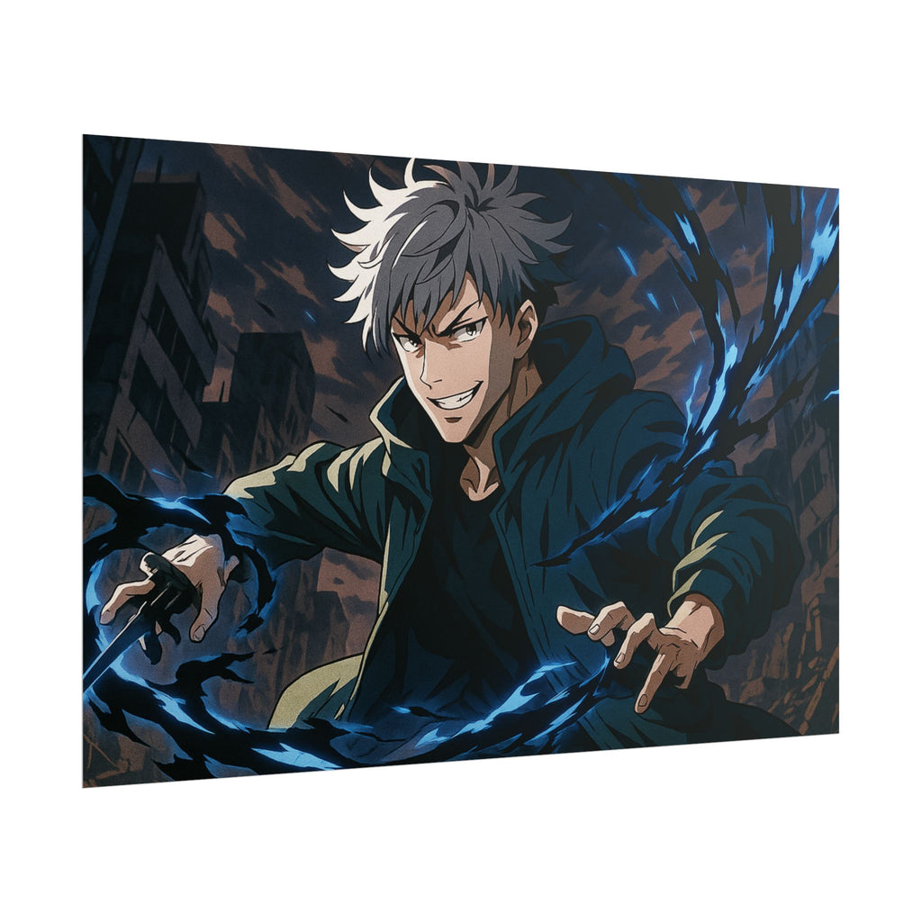 Anime Villain Poster Dark Energy Fighter Wall Art Powerful Shonen Character Print Action Manga Artwork for Otaku Room Decor