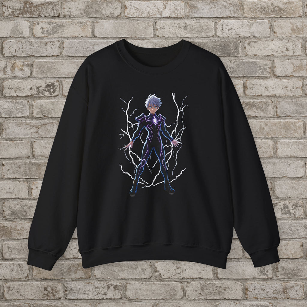 Electric Shadow: Anime Superhero Sweatshirt