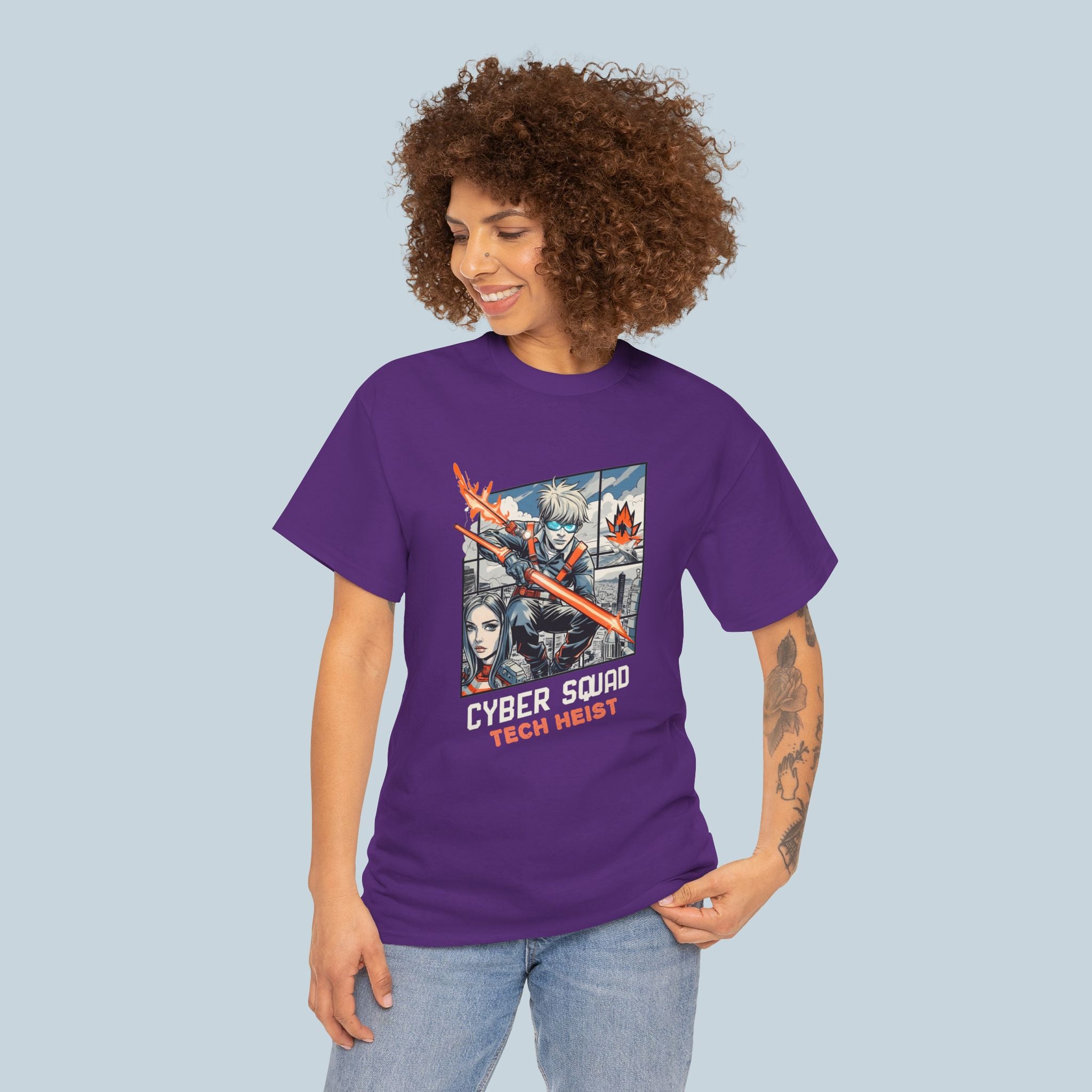 Cyber Squad Anime T Shirt Tech Heist Sci Fi Team Futuristic Streetwear Tee