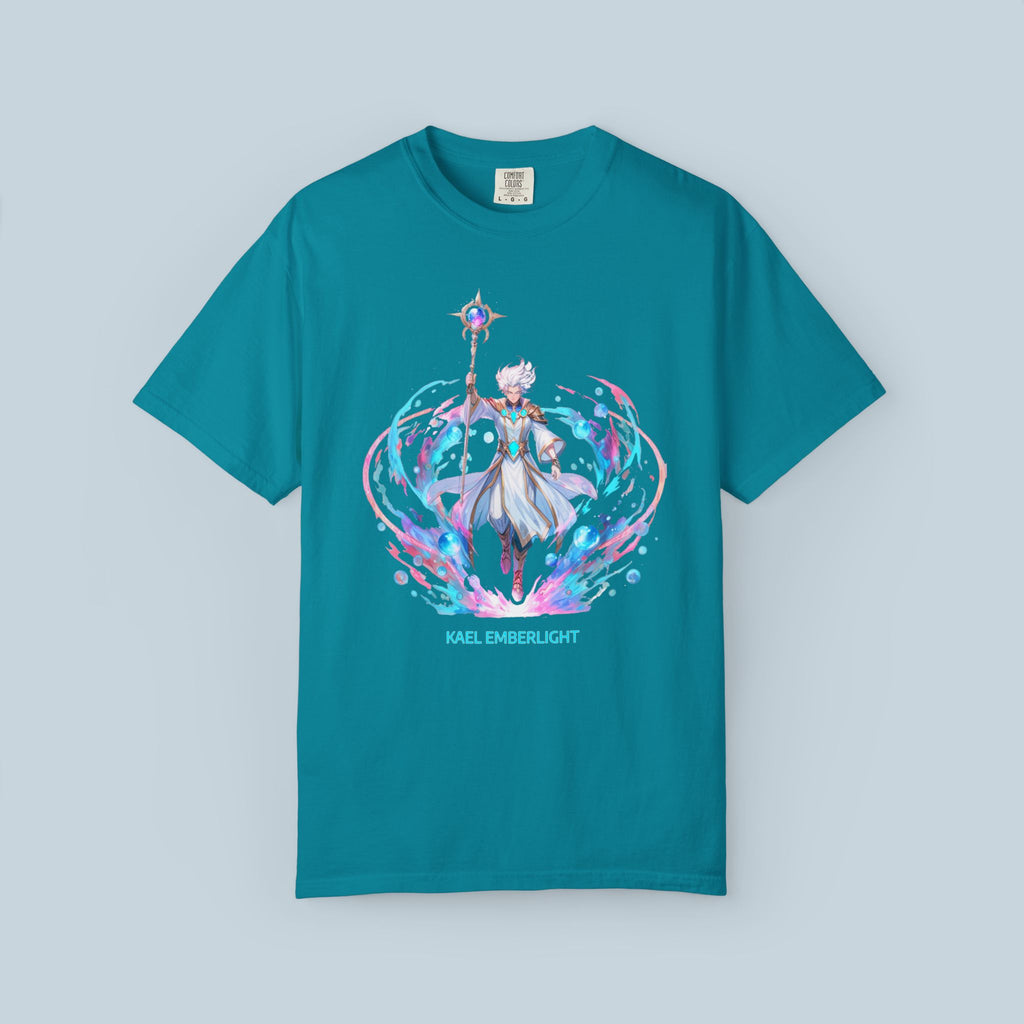 Kael Emberlight Anime T-Shirt – Neon Fantasy Mage Design on Comfort Colors Tee