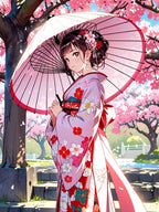 Cherry Blossom Kimono Girl Sherpa Blanket Anime Cozy Gift for Japan Lovers and Dreamers