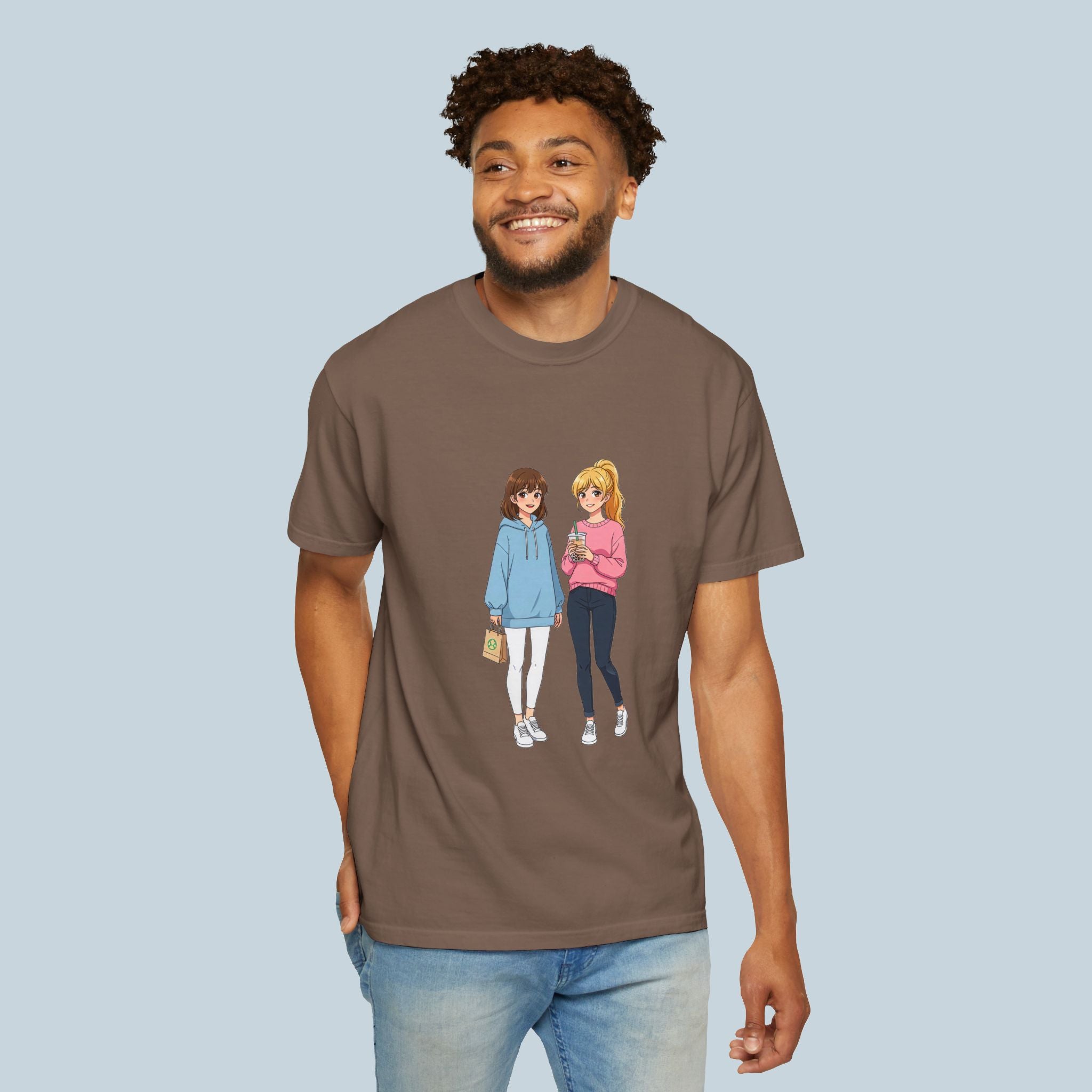 Anime Boba Girls Comfort Colors T-Shirt Cute Slice of Life Aesthetic Tee for Anime Fans and Cozy Vibes