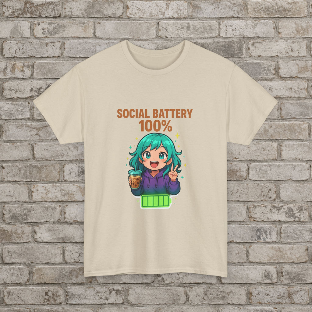 Social Battery 100% Anime T-Shirt