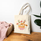 Meow-Chu Café Canvas Tote Bag — Cute Cat Bubble Tea & Pastry Market Tote