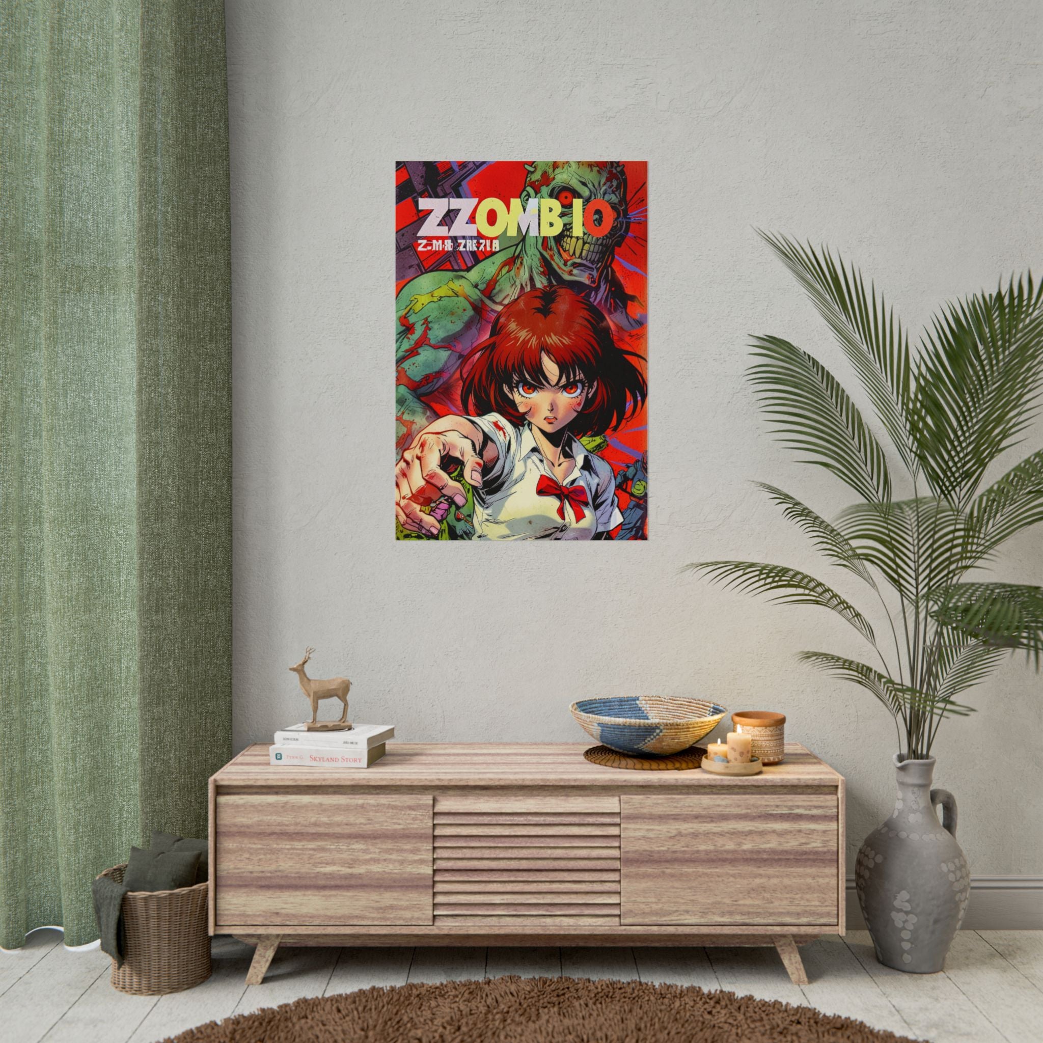 ZOMBA SQUAD Poster - Zombie Apocalypse Anime Wall Art, Horror Manga Style Print, Grindhouse Comic Decor, Survival Girl Artwork, Gamer Room Poster